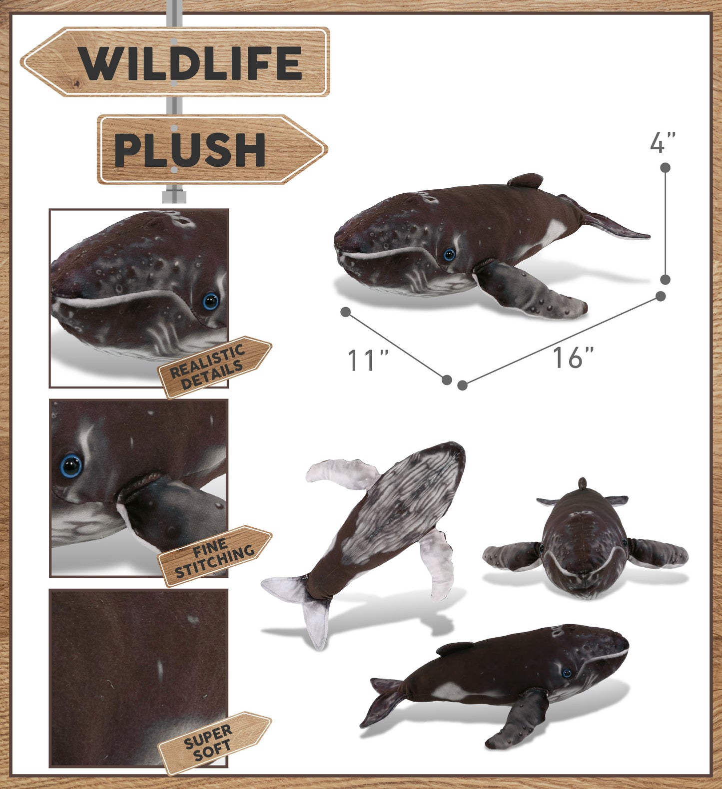 WILD COLLECTION PLUSH - HUMPBACK WHALE 16"
