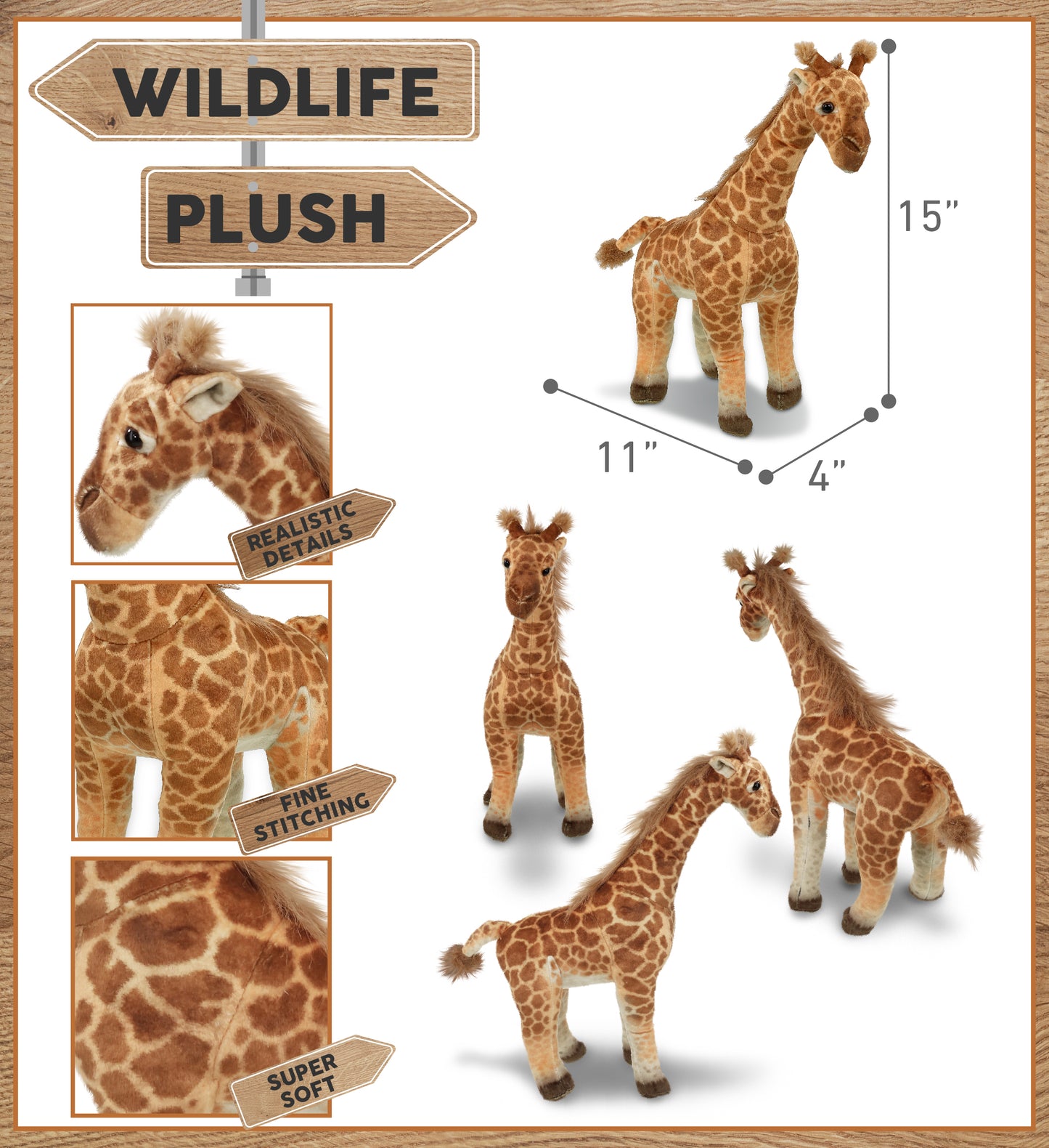 WILD COLLECTION PLUSH - GIRAFFE 15"