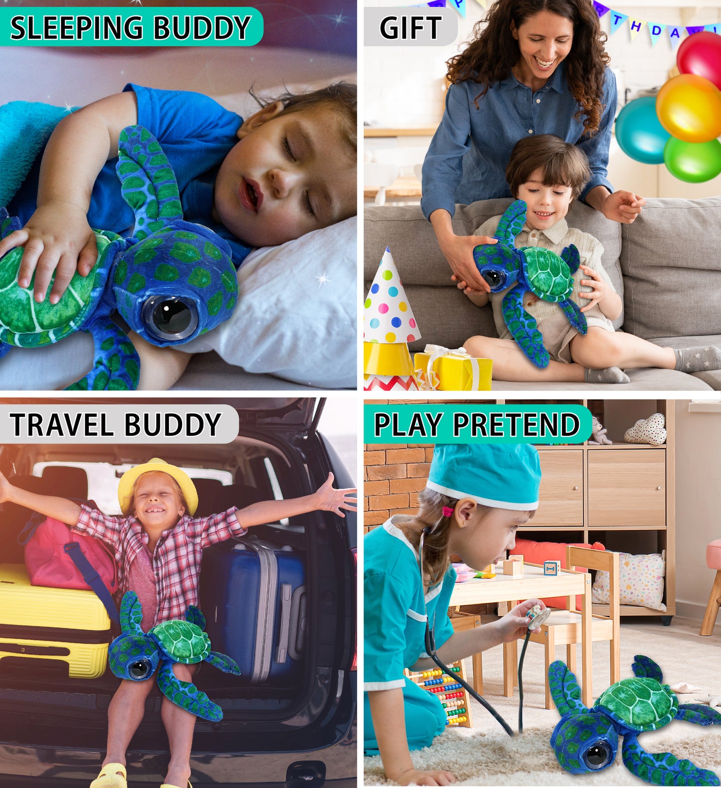 WILD COLLECTION PLUSH - BLUE SEA TURTLE 10"