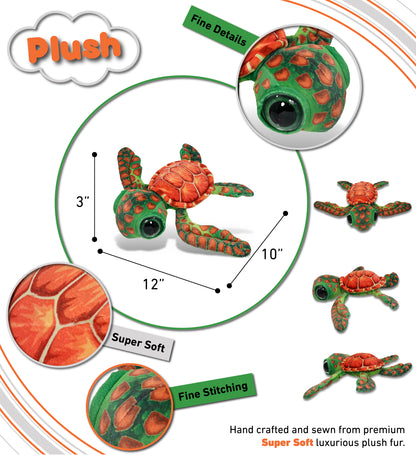 WILD COLLECTION PLUSH - ORANGE SEA TURTLE 10"