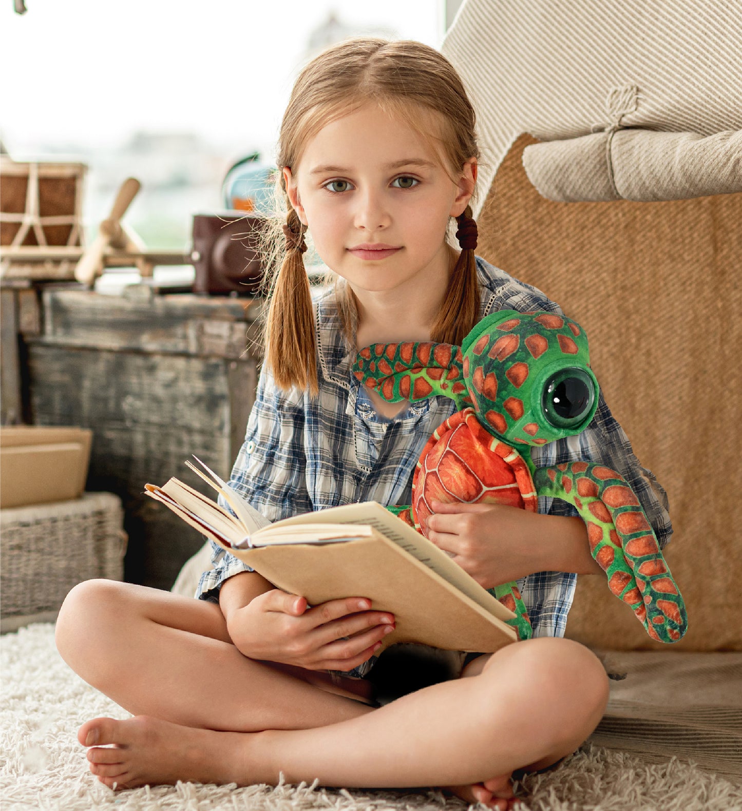 WILD COLLECTION PLUSH - ORANGE SEA TURTLE 10"