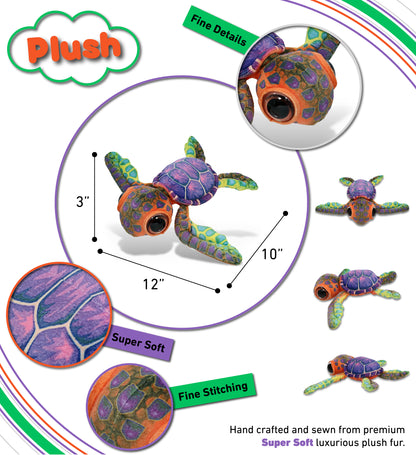 WILD COLLECTION PLUSH - COLORFUL SEA TURTLE 10"