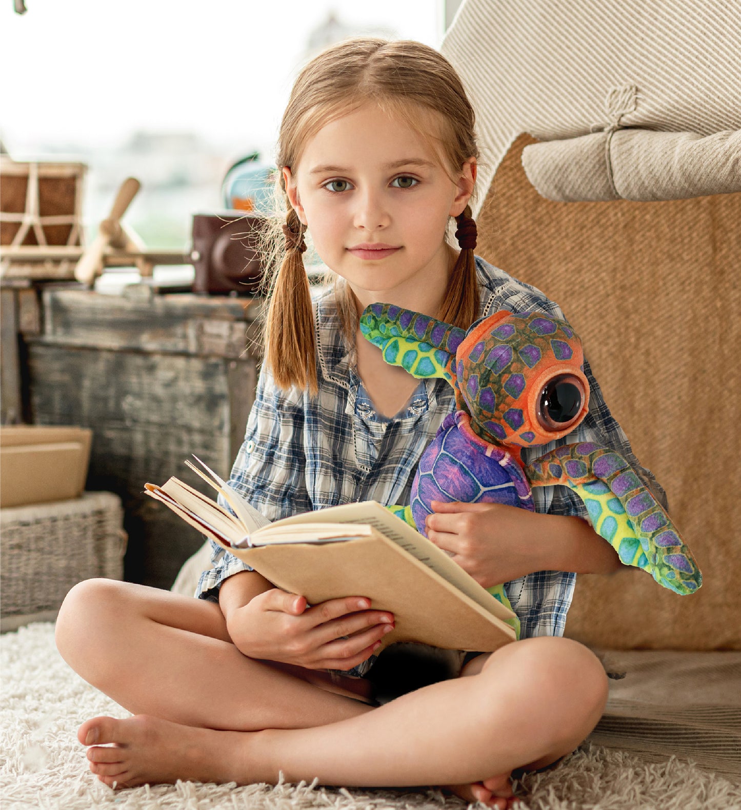 WILD COLLECTION PLUSH - COLORFUL SEA TURTLE 10"