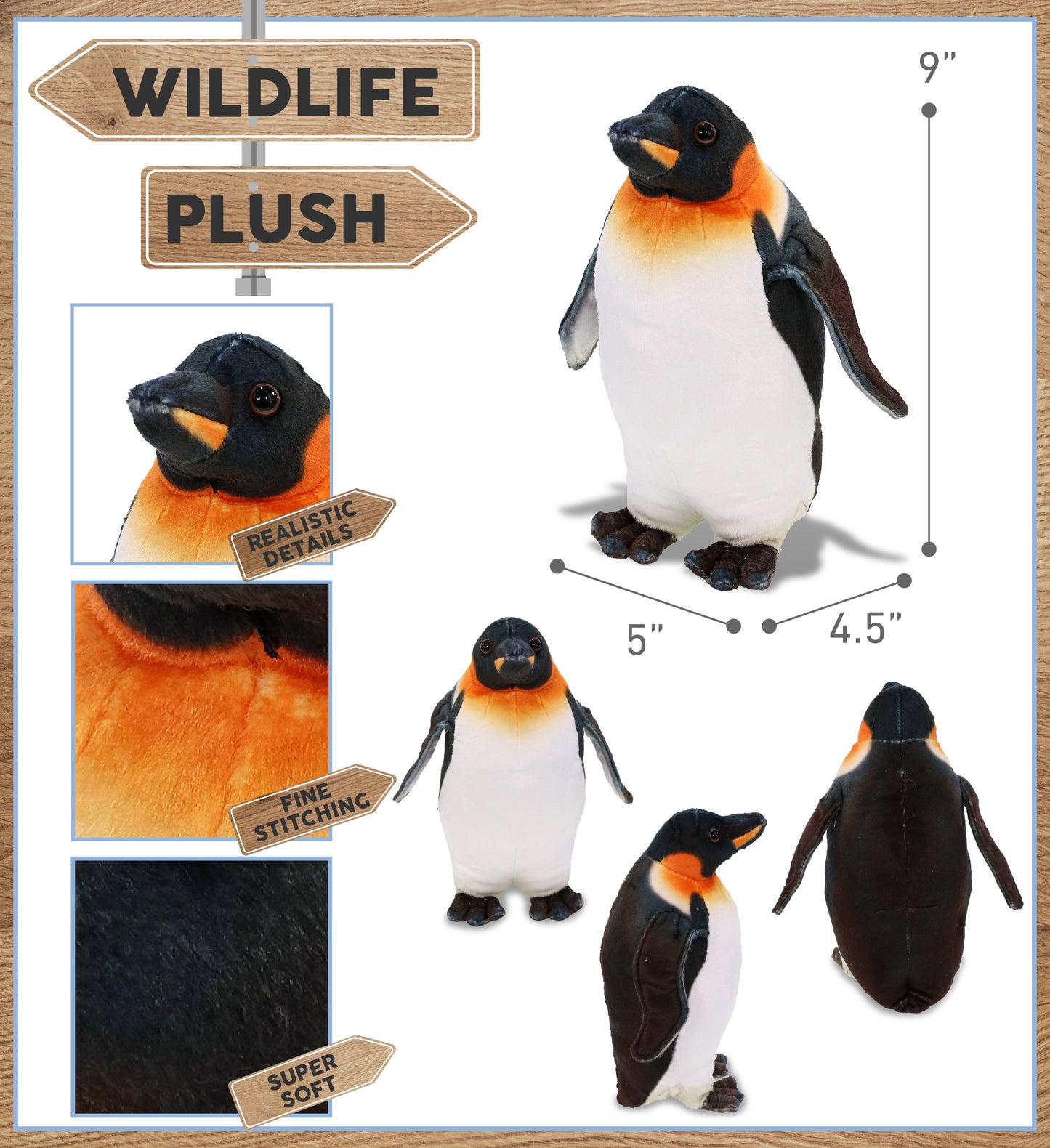 WILD COLLECTION PLUSH - PENGUIN 9"