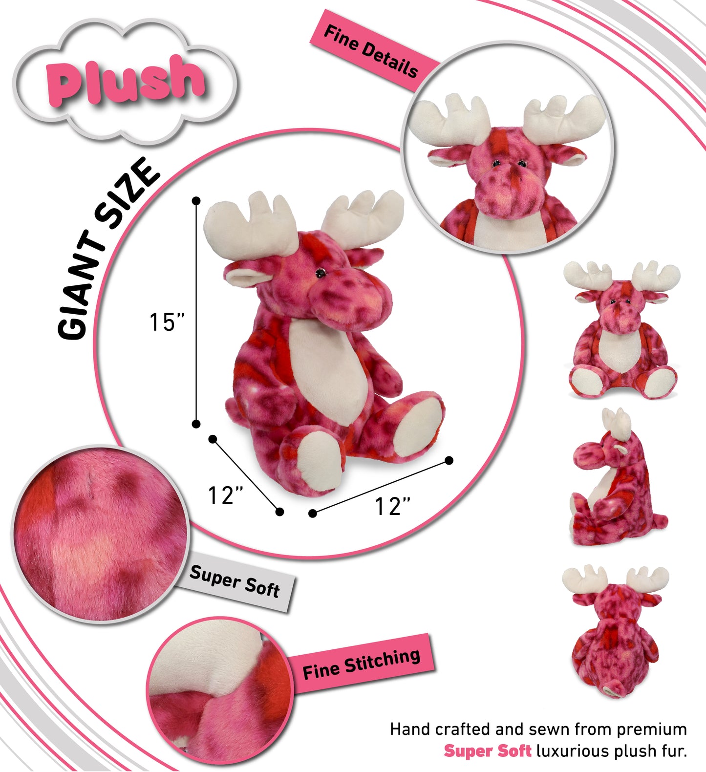 SUPER-SOFT PLUSH - PINK TIE-DYE MOOSE XL 17"