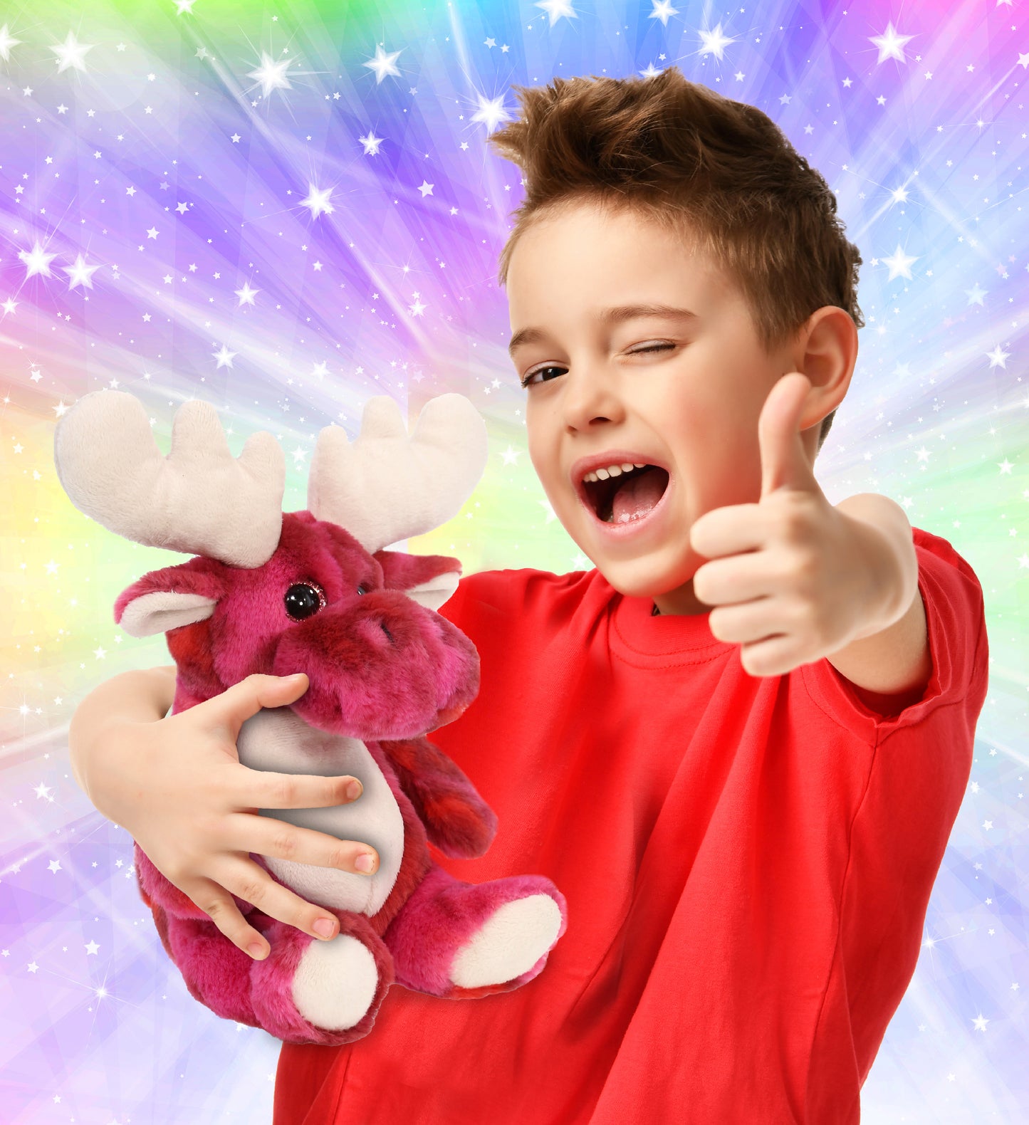 SUPER-SOFT PLUSH - PINK TIE-DYE MOOSE 9"
