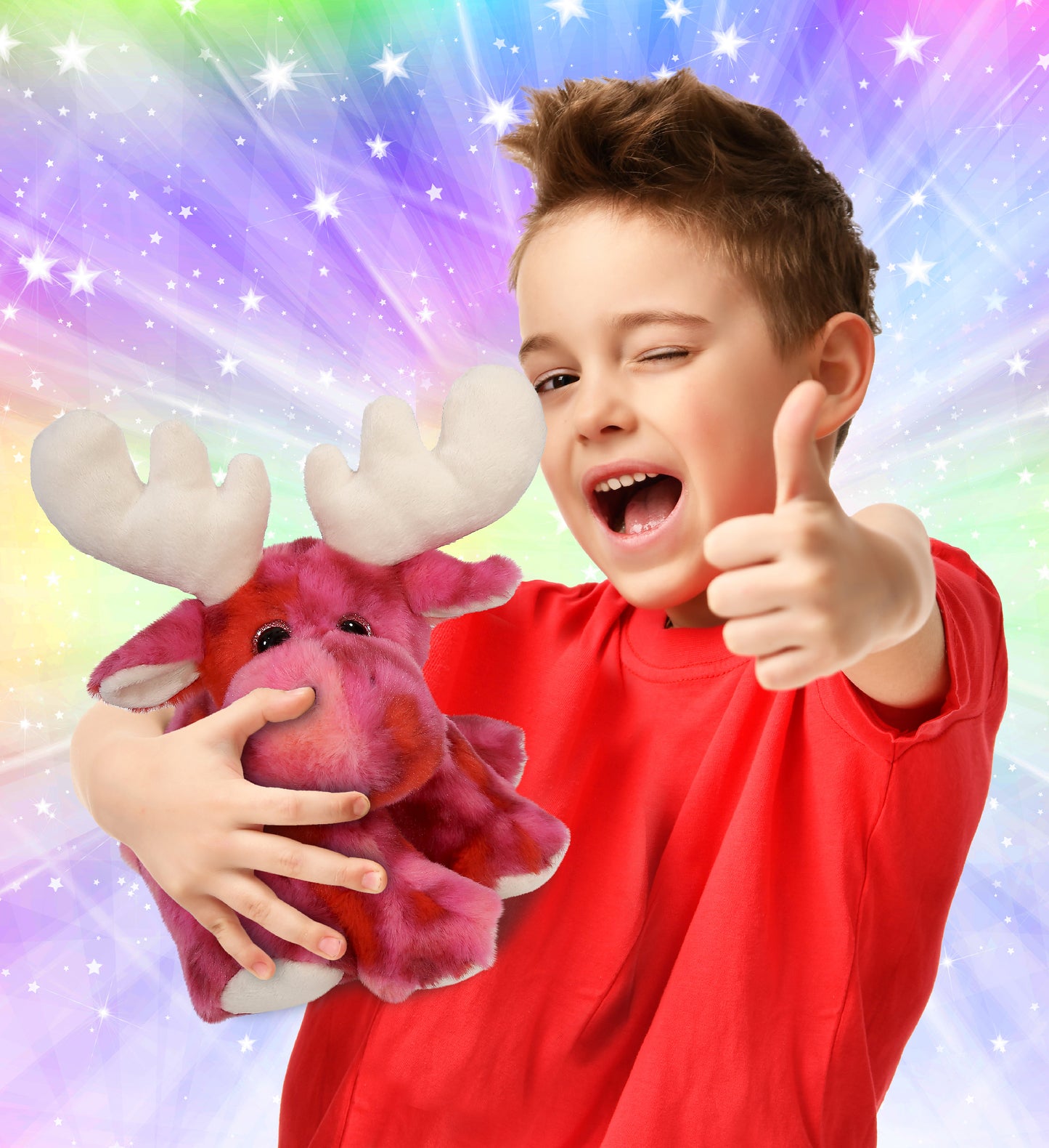 SUPER-SOFT PLUSH - PINK TIE-DYE FLOPPY MOOSE 9"