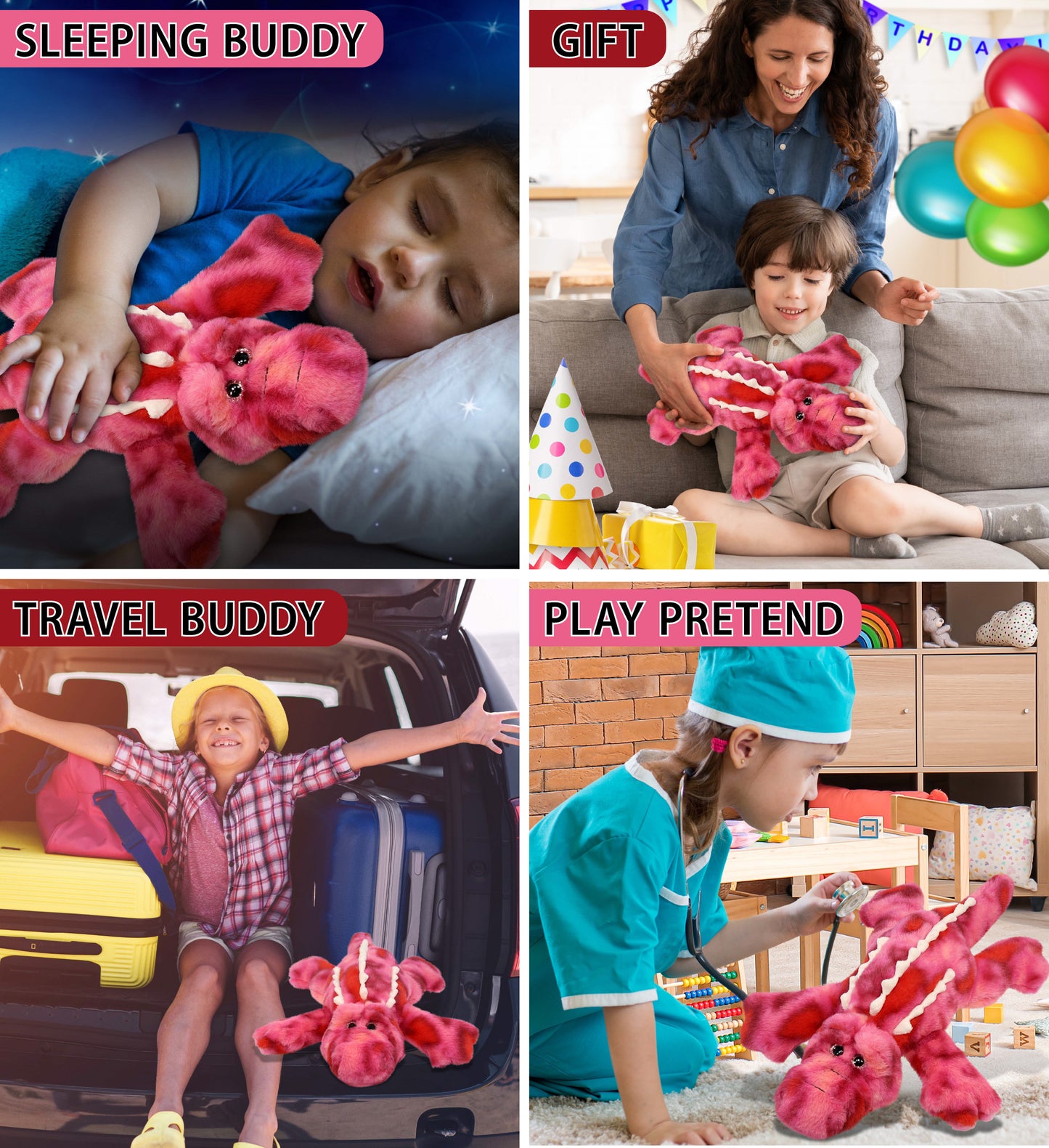 SUPER-SOFT PLUSH - PINK TIE-DYE ALLIGATOR 17"