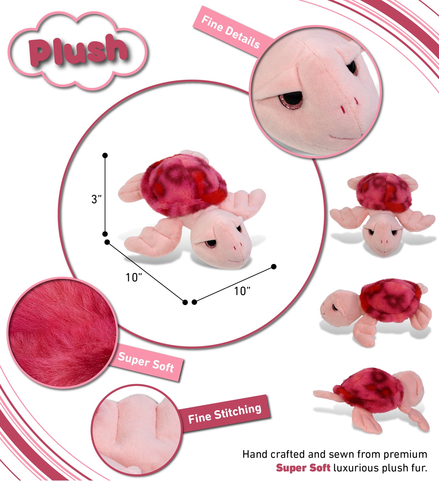 SUPER-SOFT PLUSH - PINK TIE-DYE SEA TURTLE10"