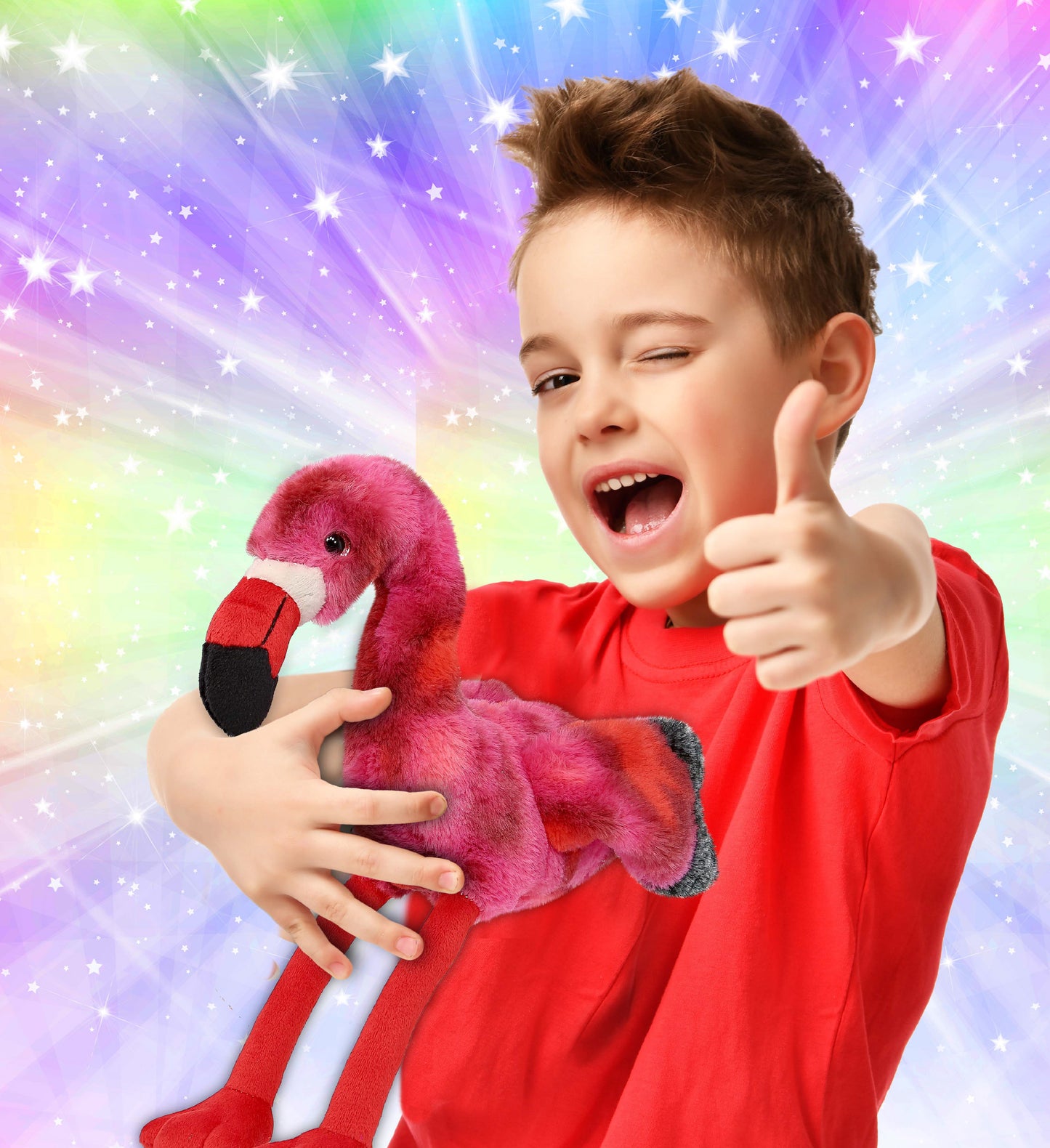 SUPER-SOFT PLUSH - PINK TIE-DYE FLAMINGO 8"