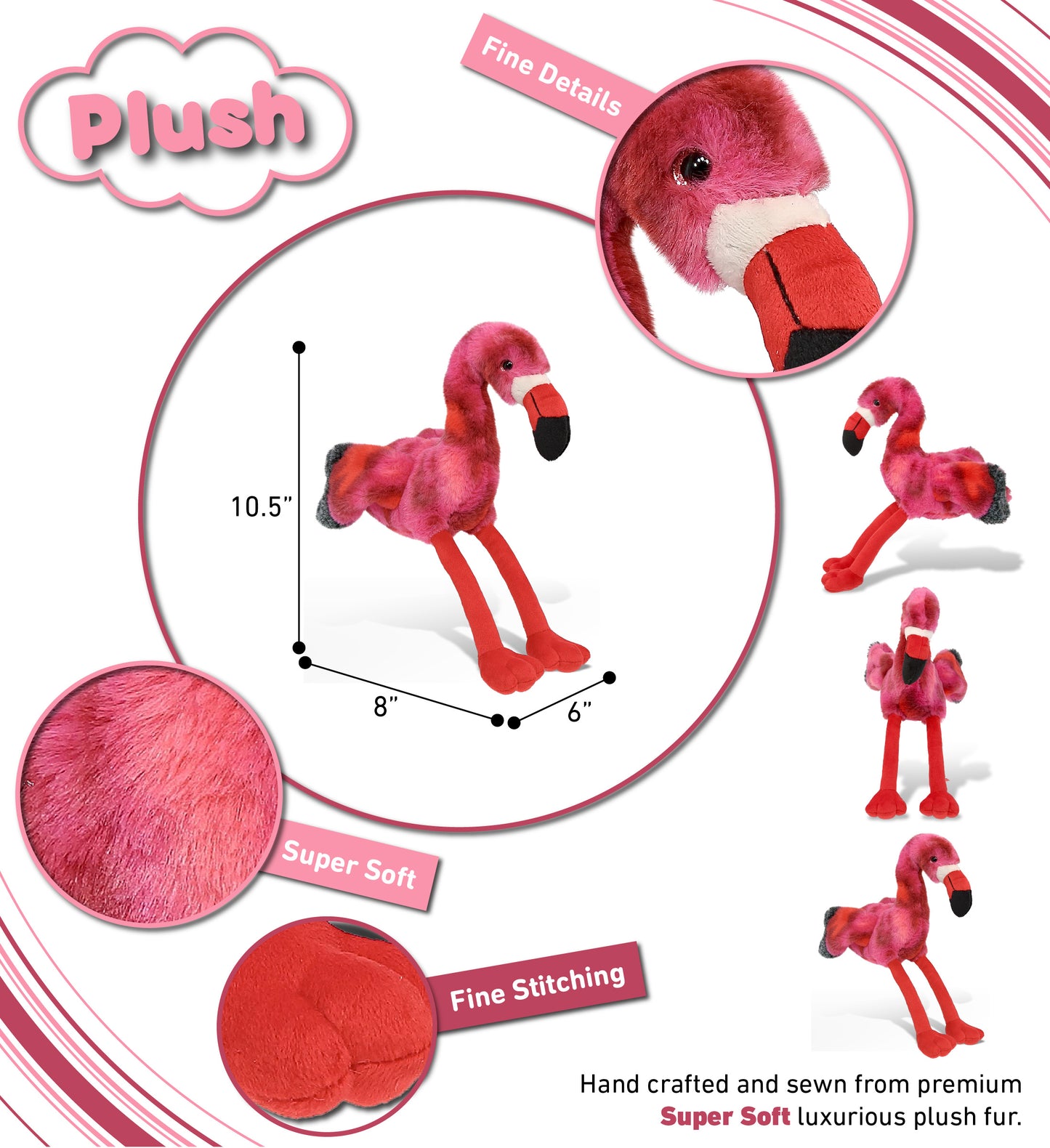 SUPER-SOFT PLUSH - PINK TIE-DYE FLAMINGO 8"