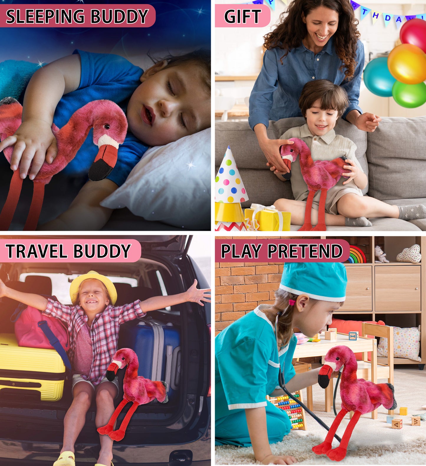 SUPER-SOFT PLUSH - PINK TIE-DYE FLAMINGO 8"