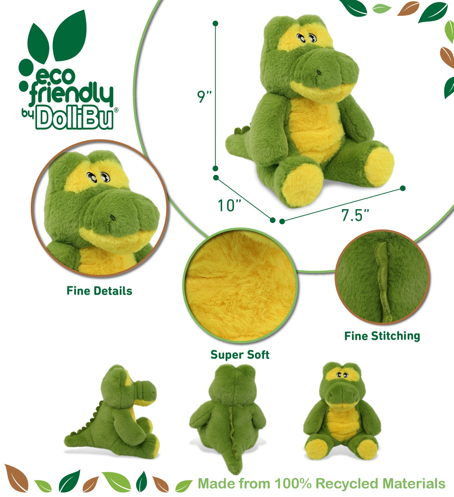 ECO FRIENDLY SUPER-SOFT PLUSH - ALLIGATOR 9"