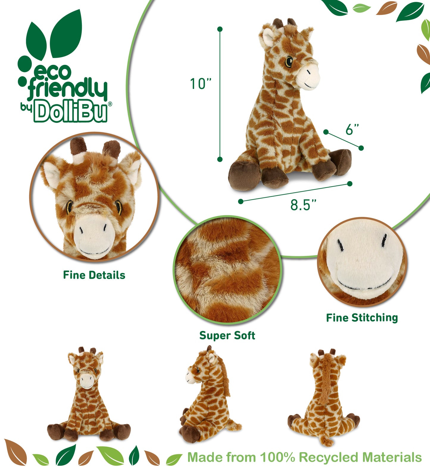 ECO FRIENDLY SUPER-SOFT PLUSH - GIRAFFE 10"