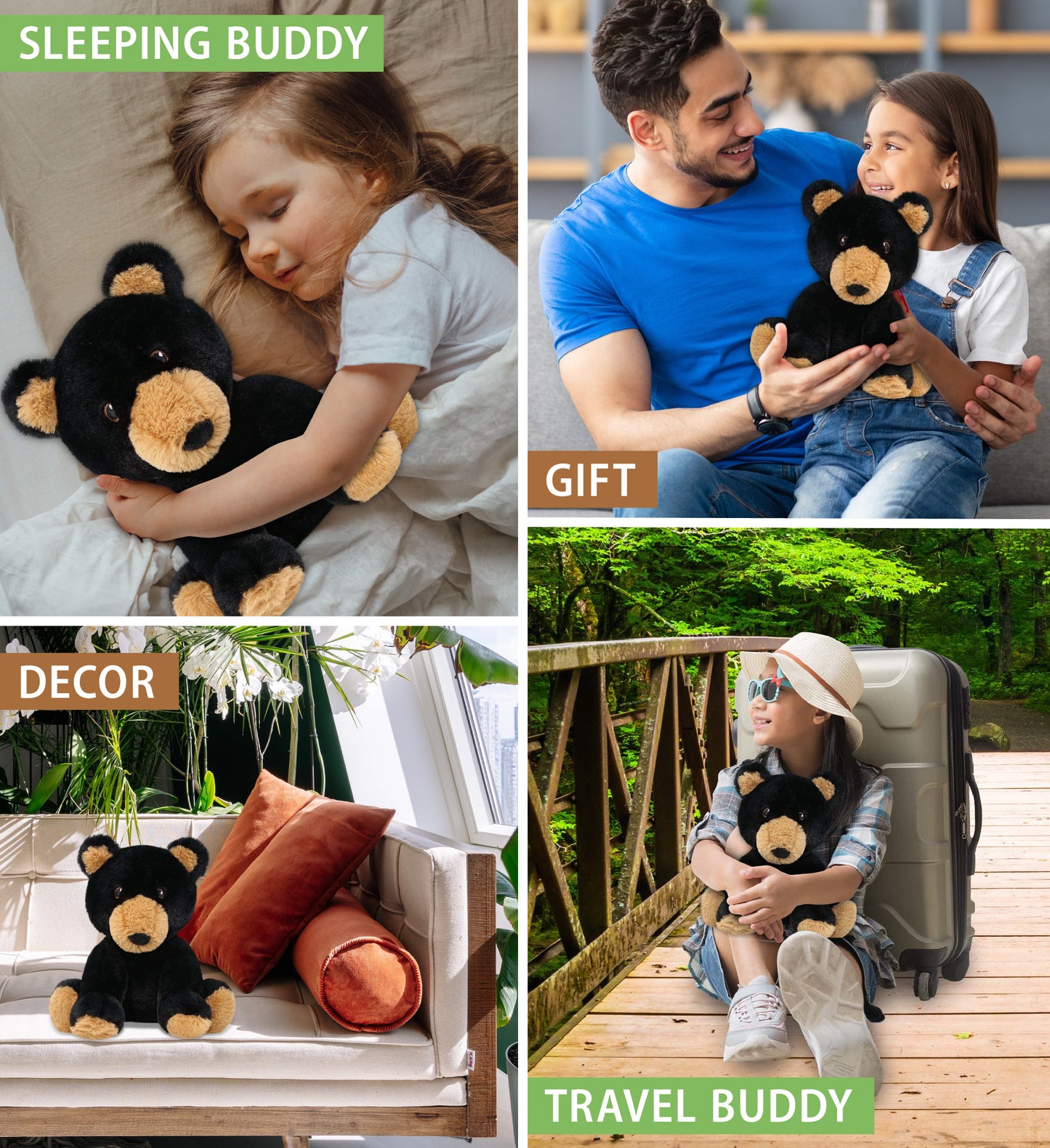 ECO FRIENDLY SUPER-SOFT PLUSH - BLACK BEAR 9"