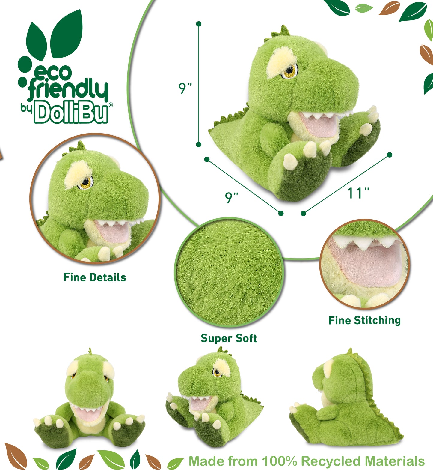ECO FRIENDLY SUPER-SOFT PLUSH - T-REX DINOSAUR 9"