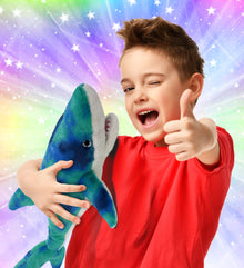 SUPER-SOFT PLUSH - BLUE TIE-DYE SHARK 23"