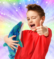SUPER-SOFT PLUSH - BLUE TIE-DYE DOLPHIN 18"