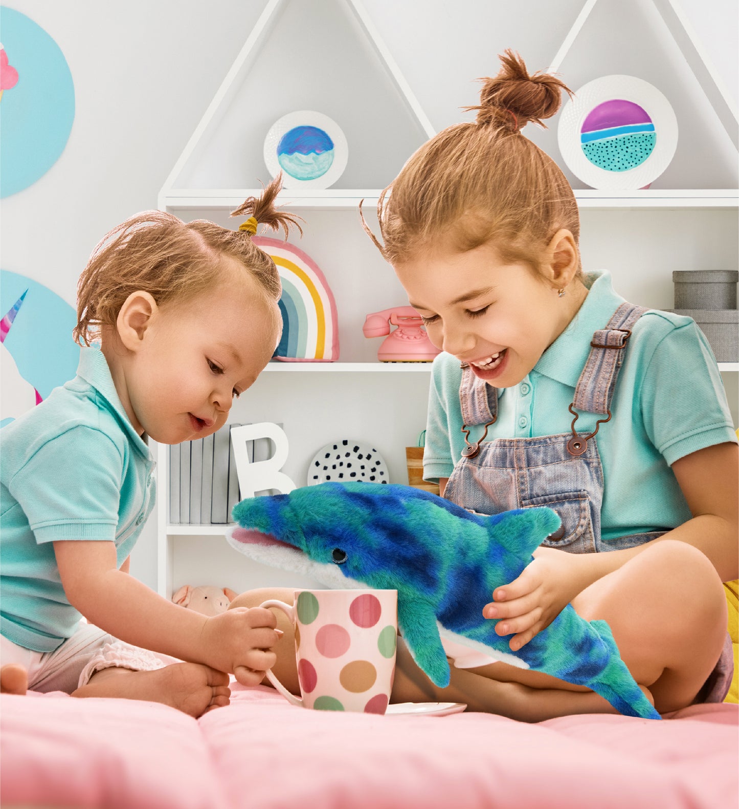 SUPER-SOFT PLUSH - BLUE TIE-DYE DOLPHIN 18"
