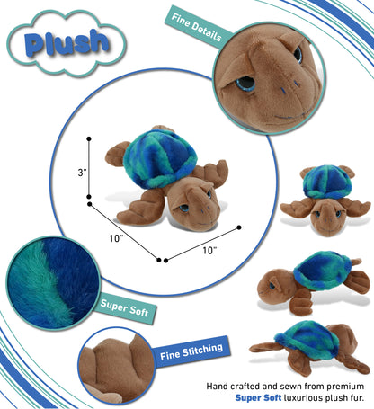 SUPER-SOFT PLUSH - BLUE TIE-DYE BROWN SEA TURTLE10"