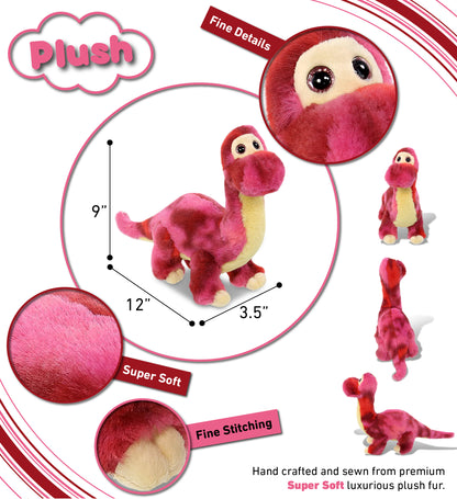 SUPER SOFT PLUSH - PINK TIE-DYE DINOSAUR 9"