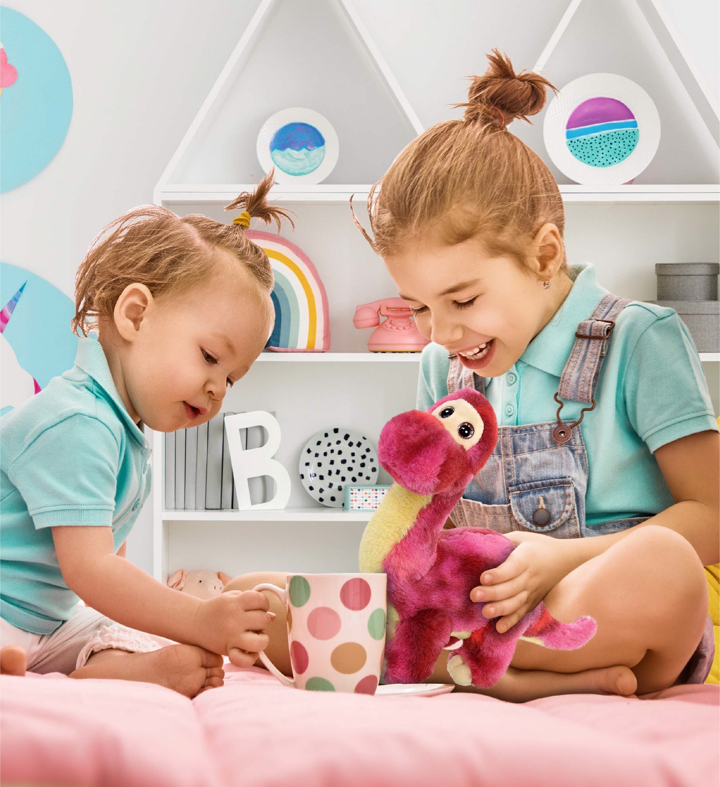 SUPER SOFT PLUSH - PINK TIE-DYE DINOSAUR 9"