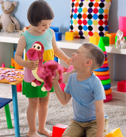 SUPER SOFT PLUSH - PINK TIE-DYE DINOSAUR 9"