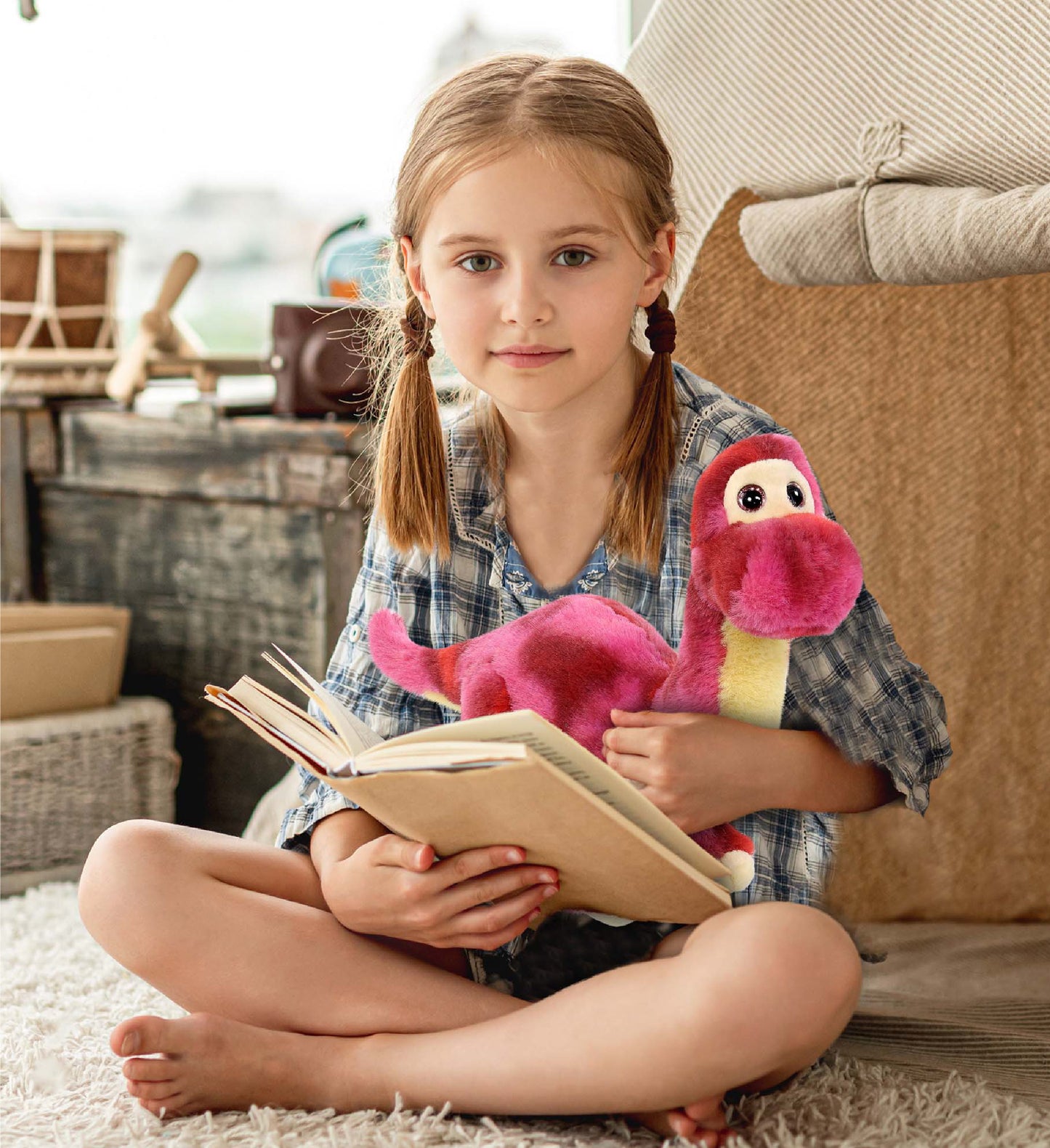 SUPER SOFT PLUSH - PINK TIE-DYE DINOSAUR 9"