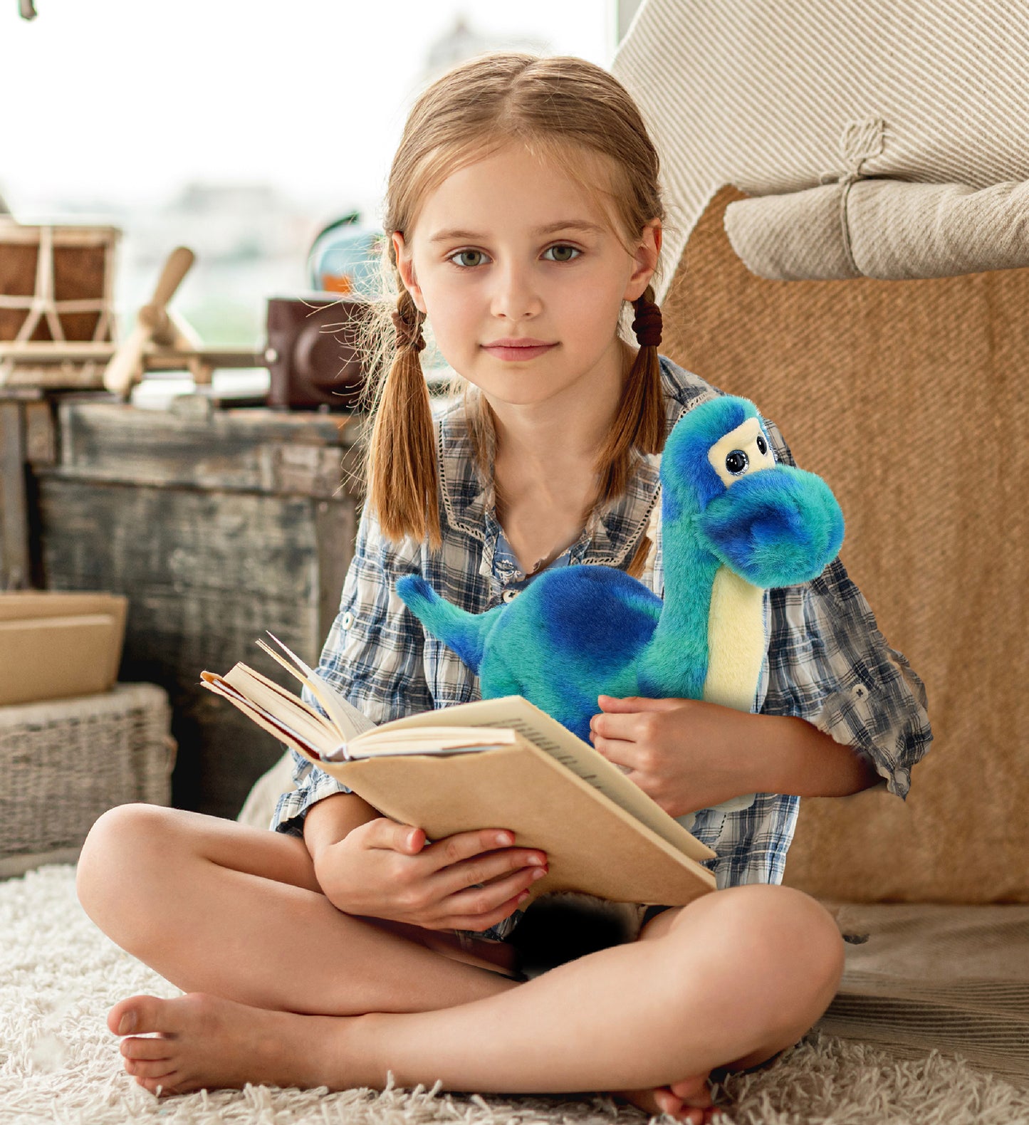 SUPER SOFT PLUSH - BLUE TIE-DYE DINOSAUR 9"