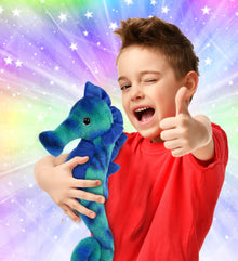 SUPER-SOFT PLUSH - BLUE TIE-DYE SEAHORSE 15"