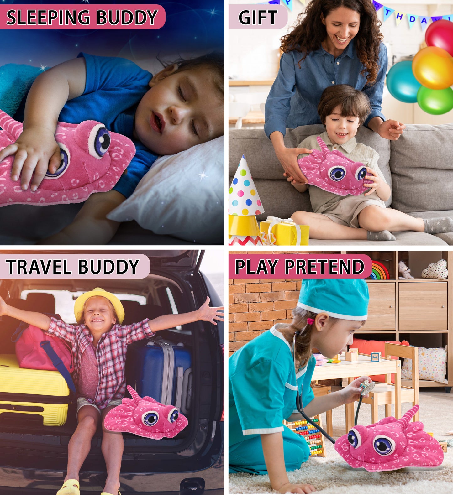 PLUSH BUDDIES - PINK STINGRAY