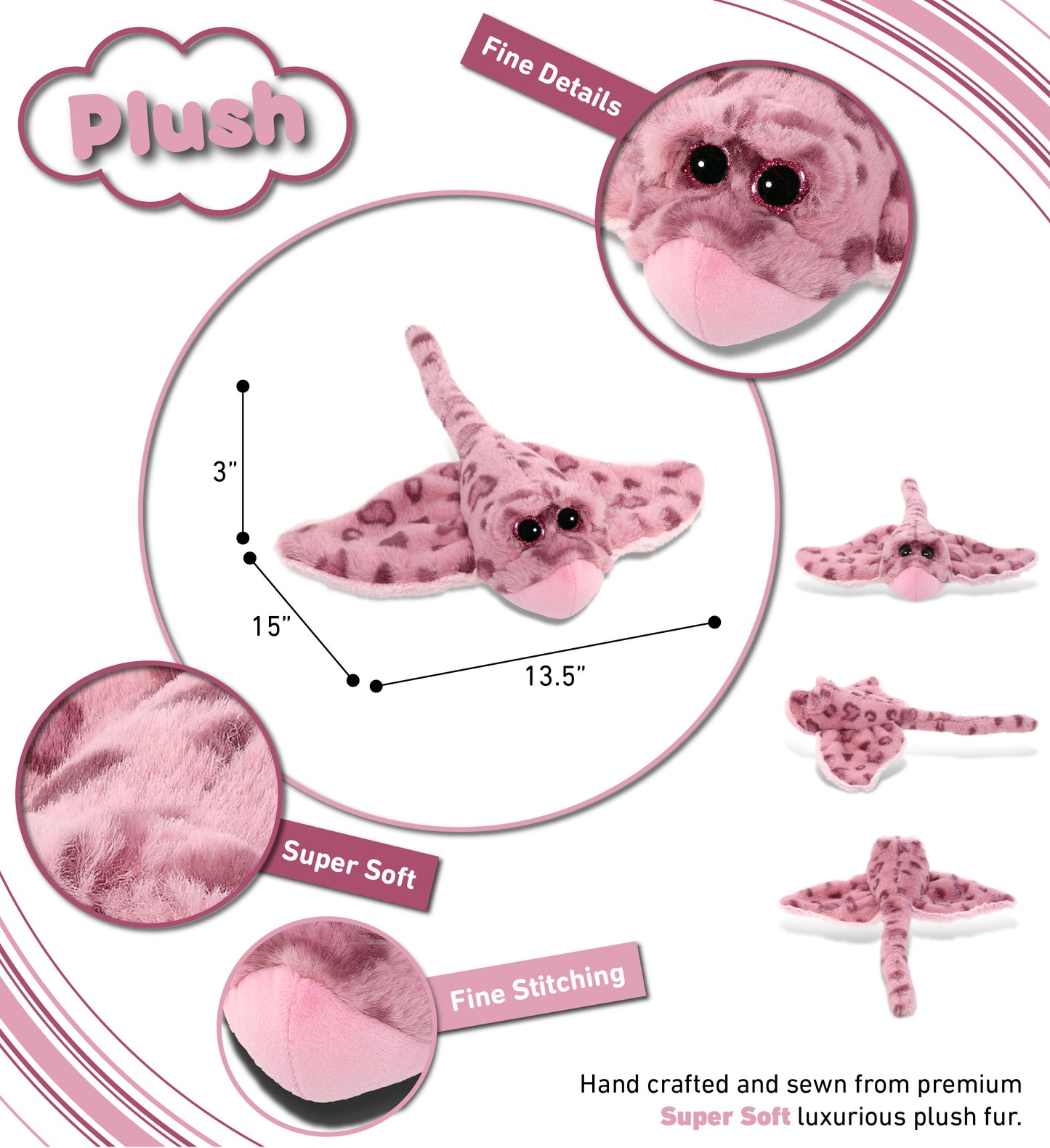SUPER-SOFT PLUSH - PINK ROSE STINGRAY