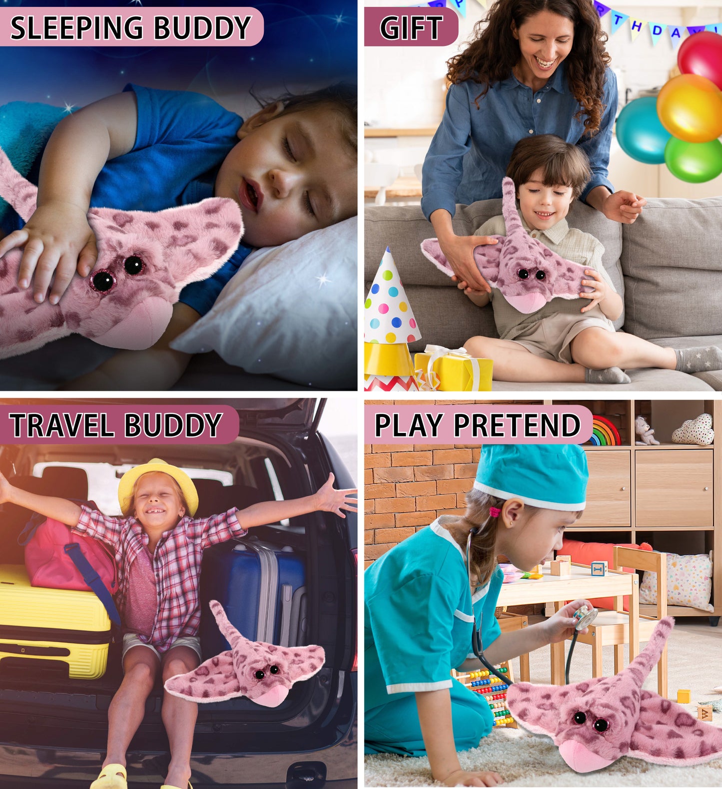 SUPER-SOFT PLUSH - PINK ROSE STINGRAY