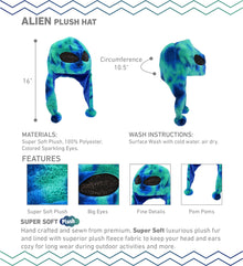 SUPER-SOFT PLUSH HAT - BLUE TIE-DYE ALIEN