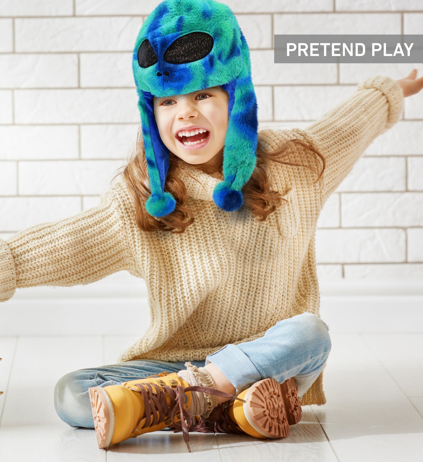 SUPER-SOFT PLUSH HAT - BLUE TIE-DYE ALIEN