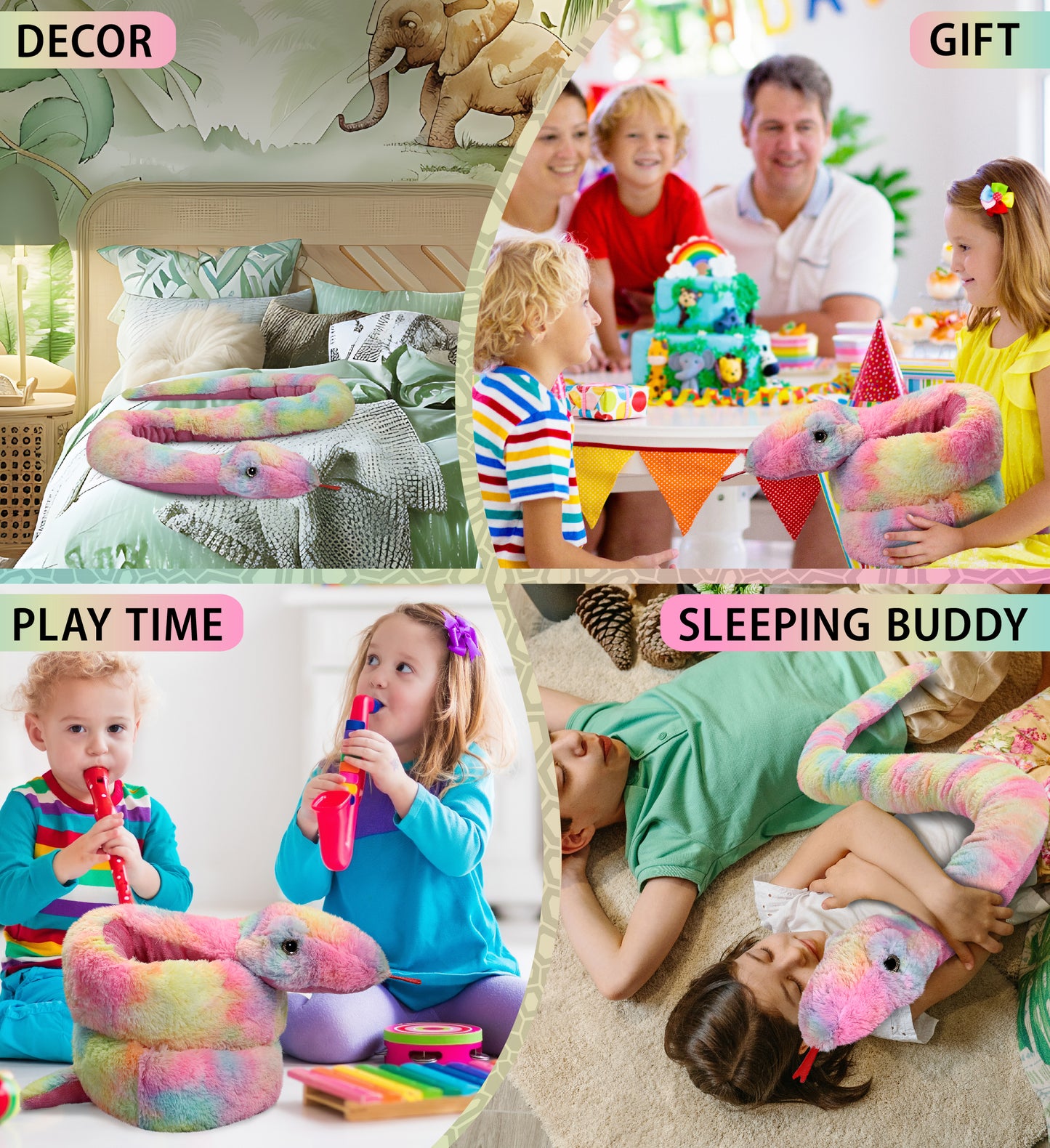 SUPER-SOFT PLUSH - RAINBOW SNAKE 60"