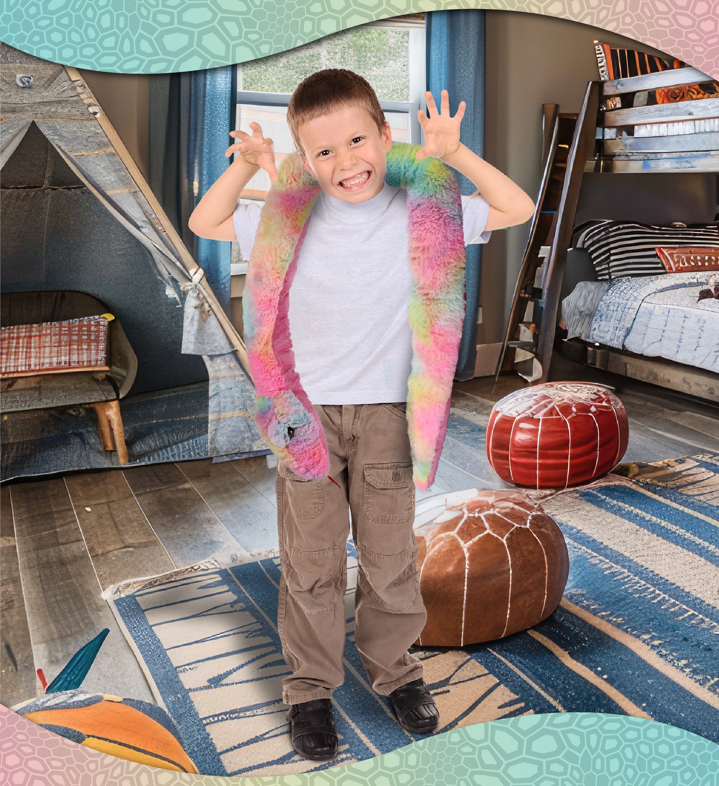 SUPER-SOFT PLUSH - RAINBOW SNAKE 60"