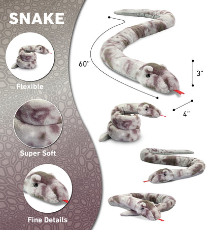 SUPER-SOFT PLUSH - GREY TIE-DYE SNAKE 60"