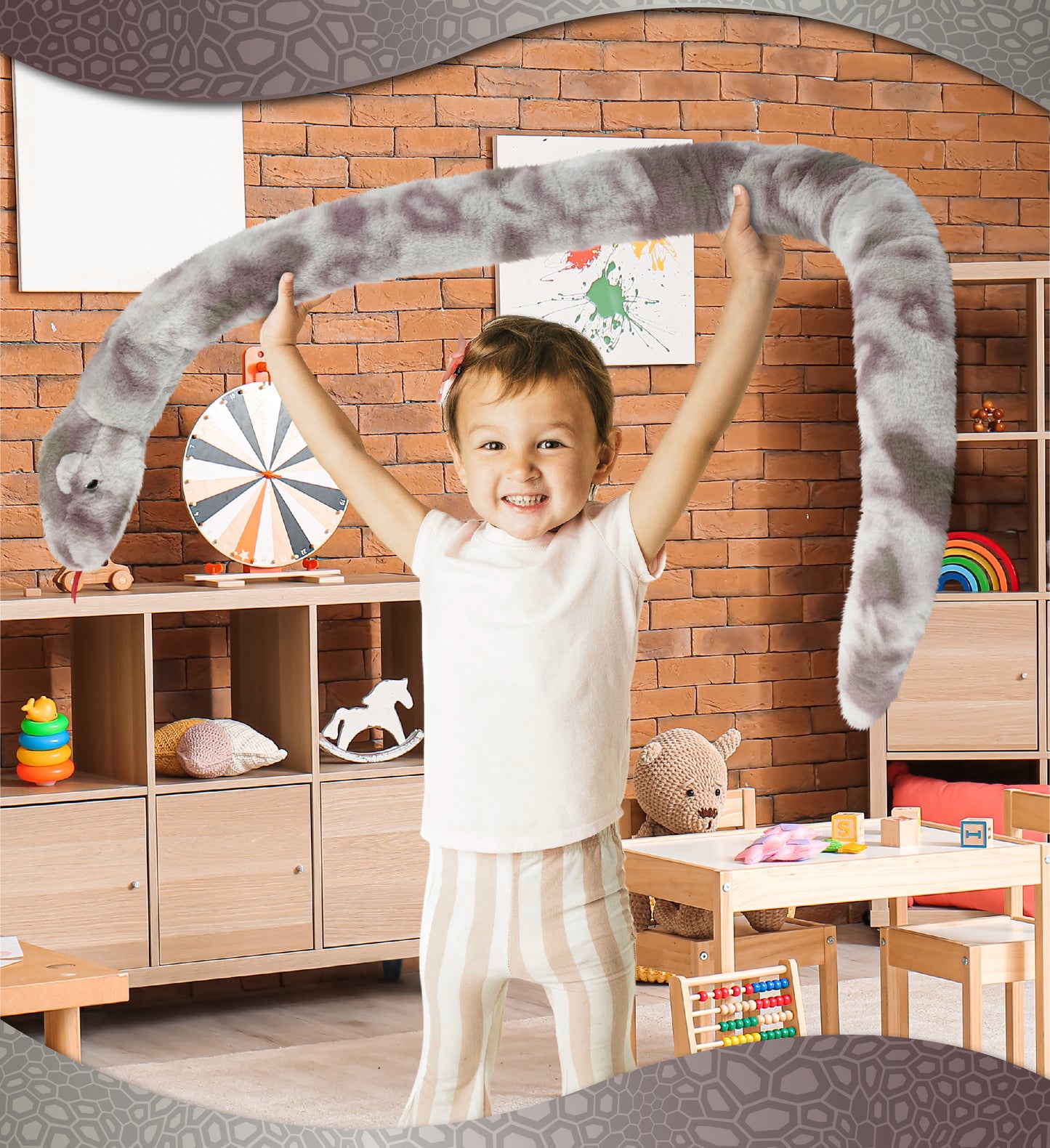 SUPER-SOFT PLUSH - GREY TIE-DYE SNAKE 60"
