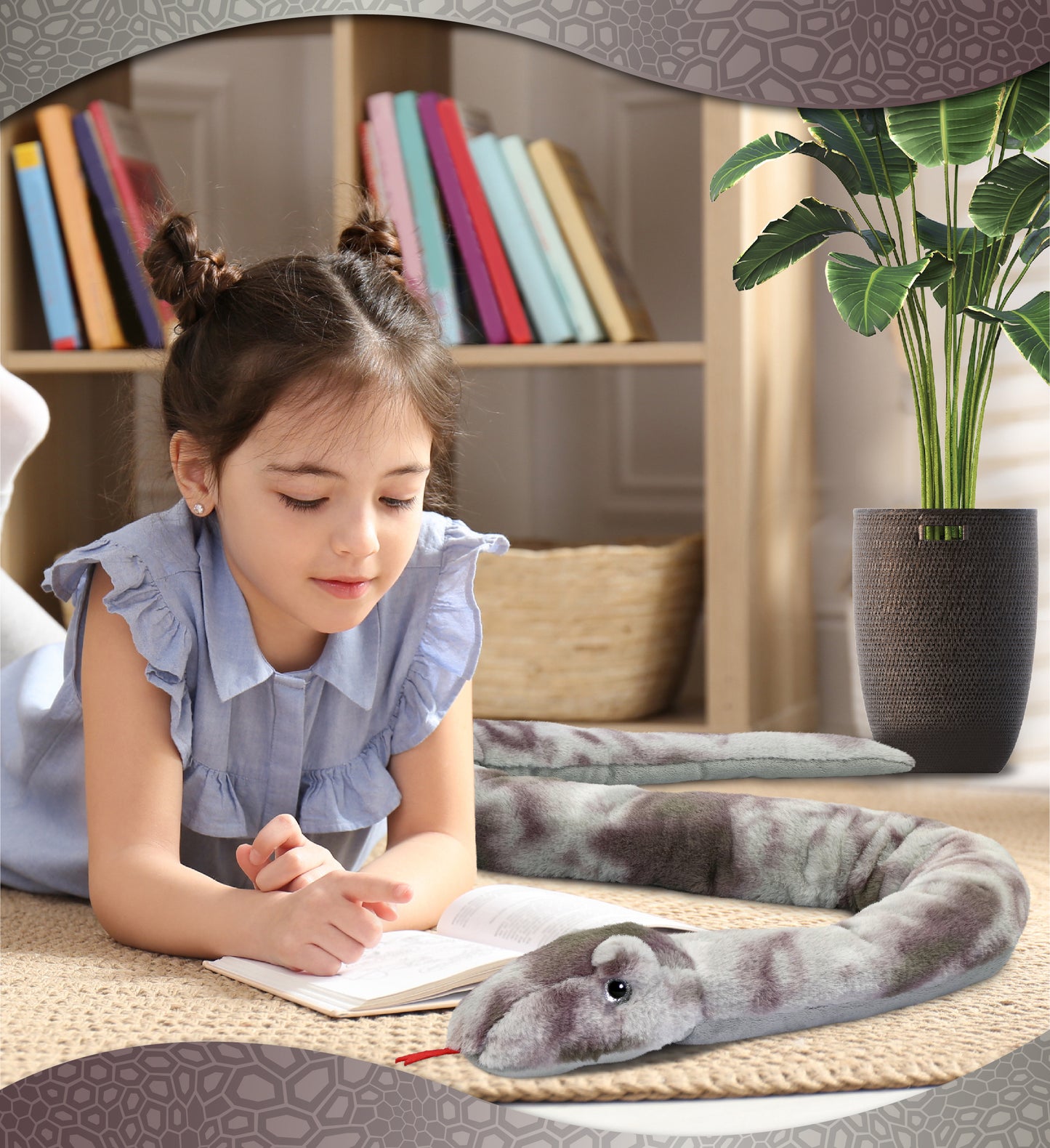 SUPER-SOFT PLUSH - GREY TIE-DYE SNAKE 60"