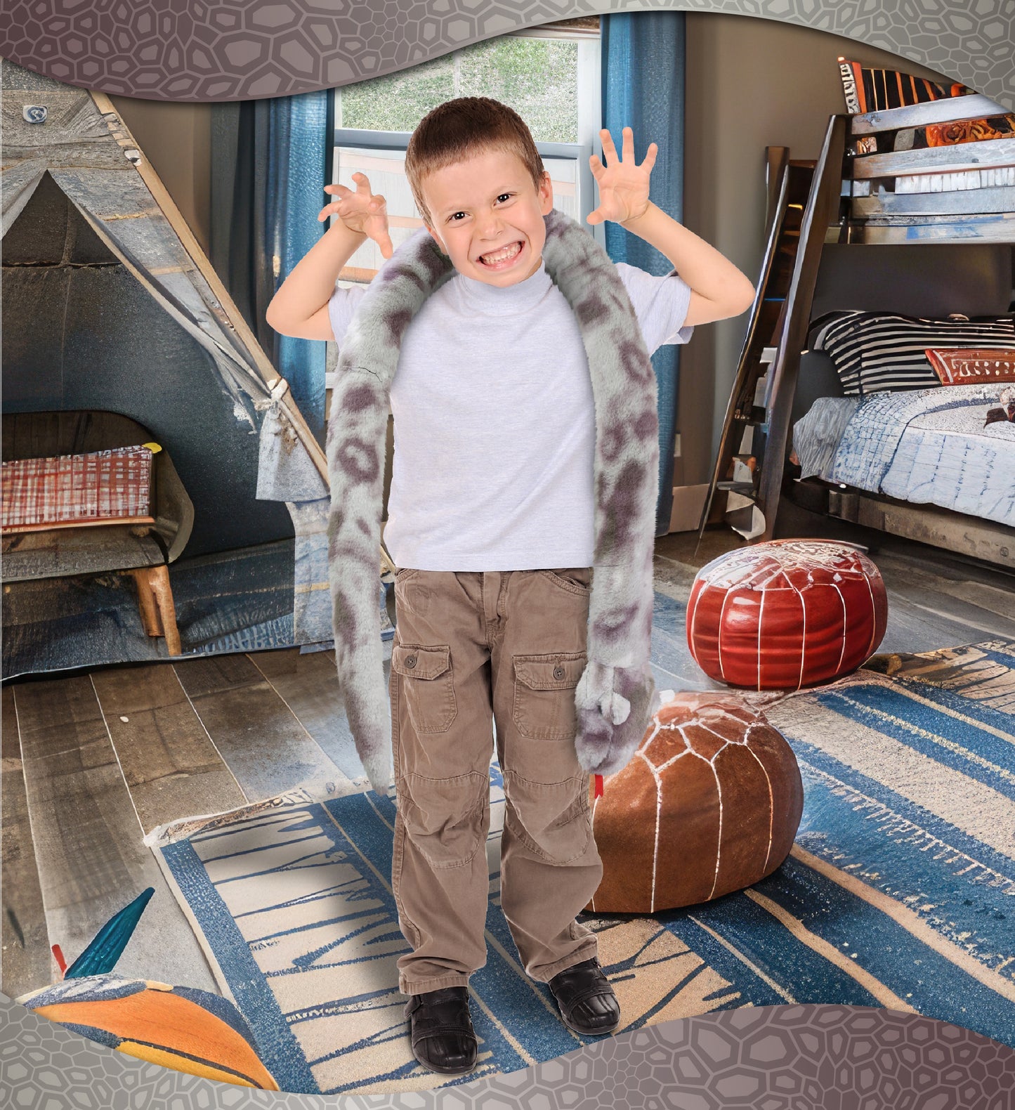 SUPER-SOFT PLUSH - GREY TIE-DYE SNAKE 60"