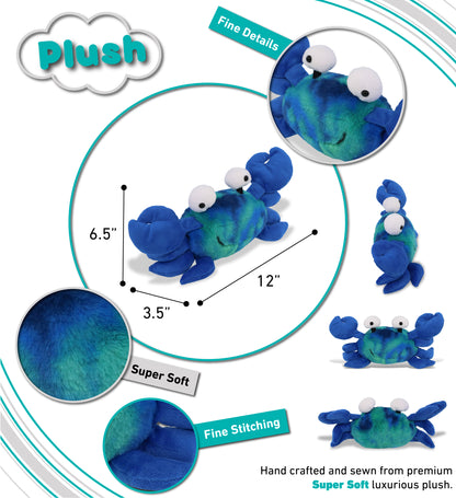 SUPER-SOFT PLUSH - BLUE TIE-DYE CRAB 12"