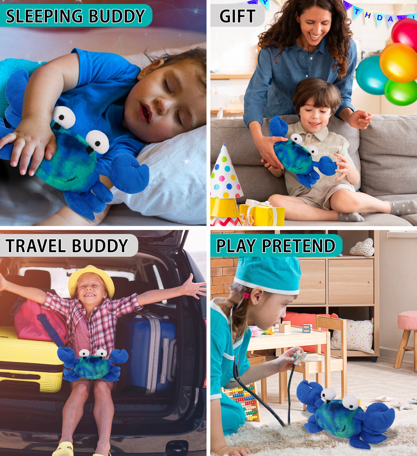 SUPER-SOFT PLUSH - BLUE TIE-DYE CRAB 12"