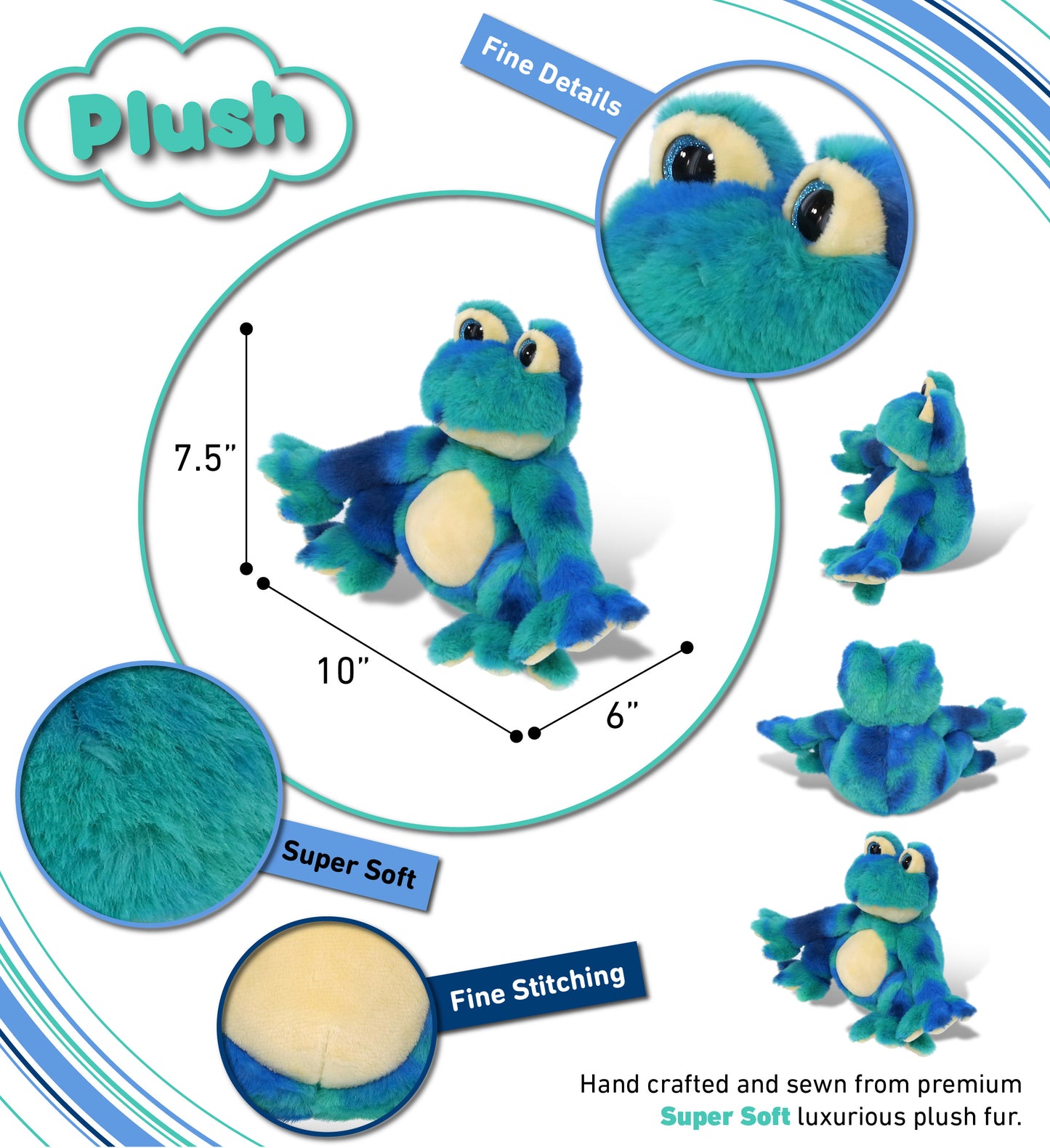 SUPER-SOFT PLUSH - BLUE TIE-DYE FROG 12"
