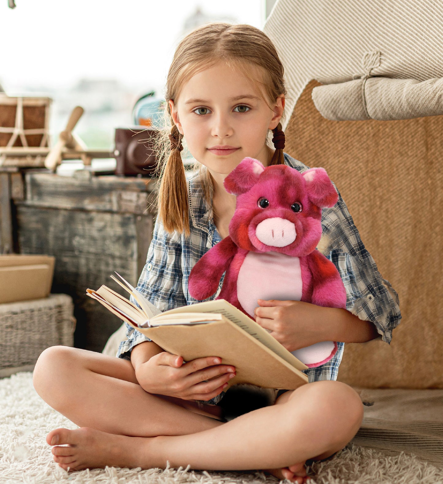 SUPER-SOFT PLUSH - PINK TIE-DYE PIG 9"