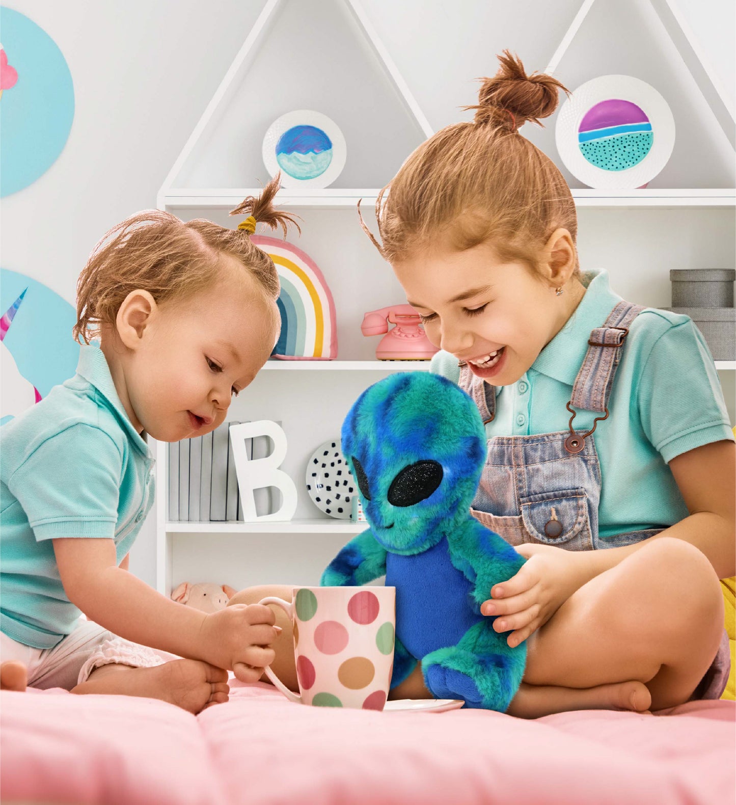 SUPER-SOFT PLUSH - BLUE TIE-DYE ALIEN 9"