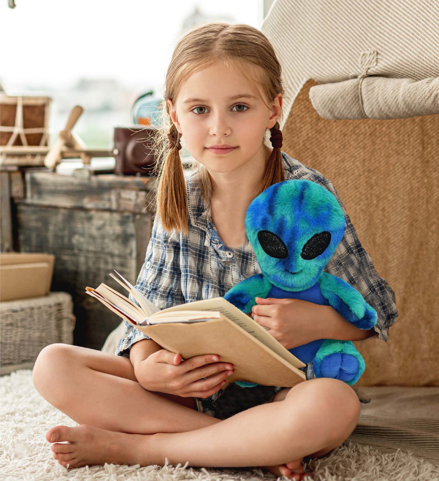 SUPER-SOFT PLUSH - BLUE TIE-DYE ALIEN 9"