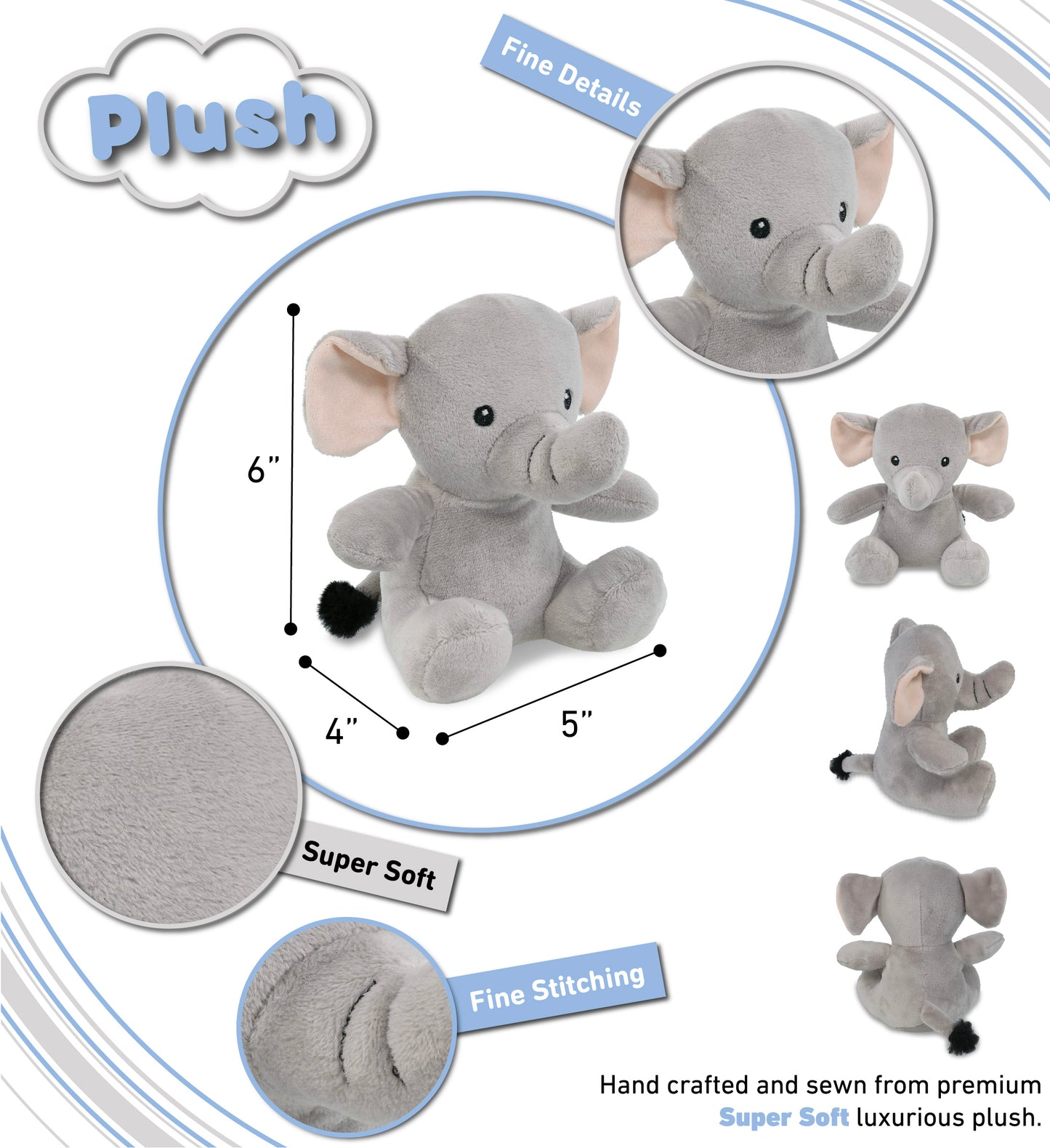 6" PLUSH - ELEPHANT