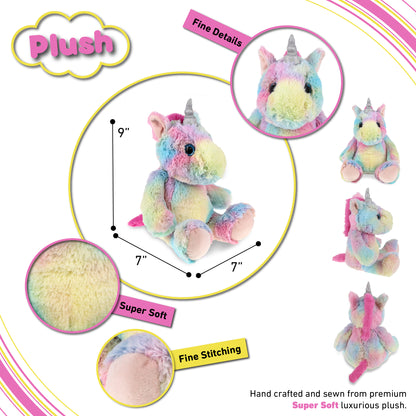 SUPER-SOFT PLUSH - SITTING RAINBOW UNICORN