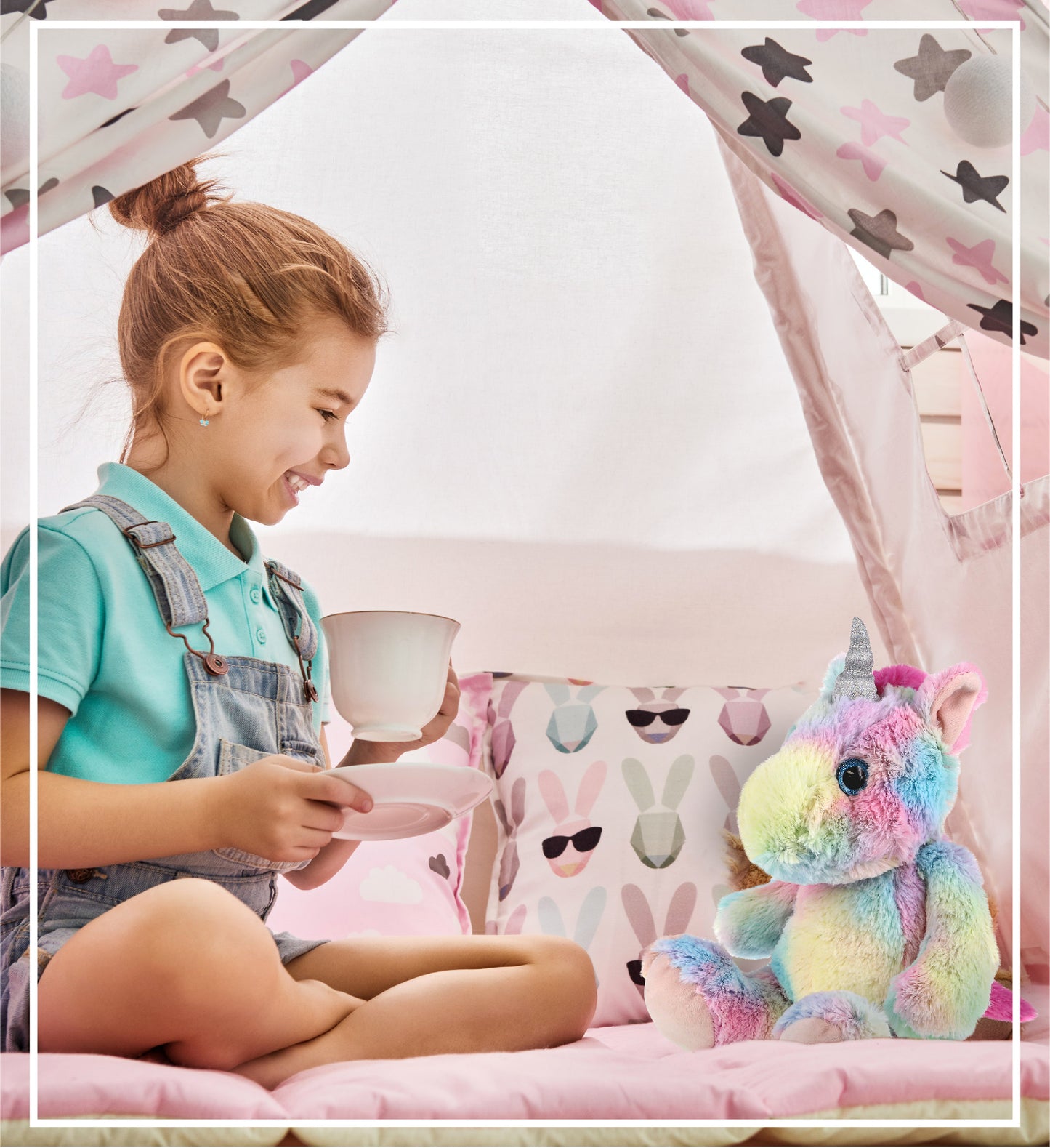 SUPER-SOFT PLUSH - SITTING RAINBOW UNICORN